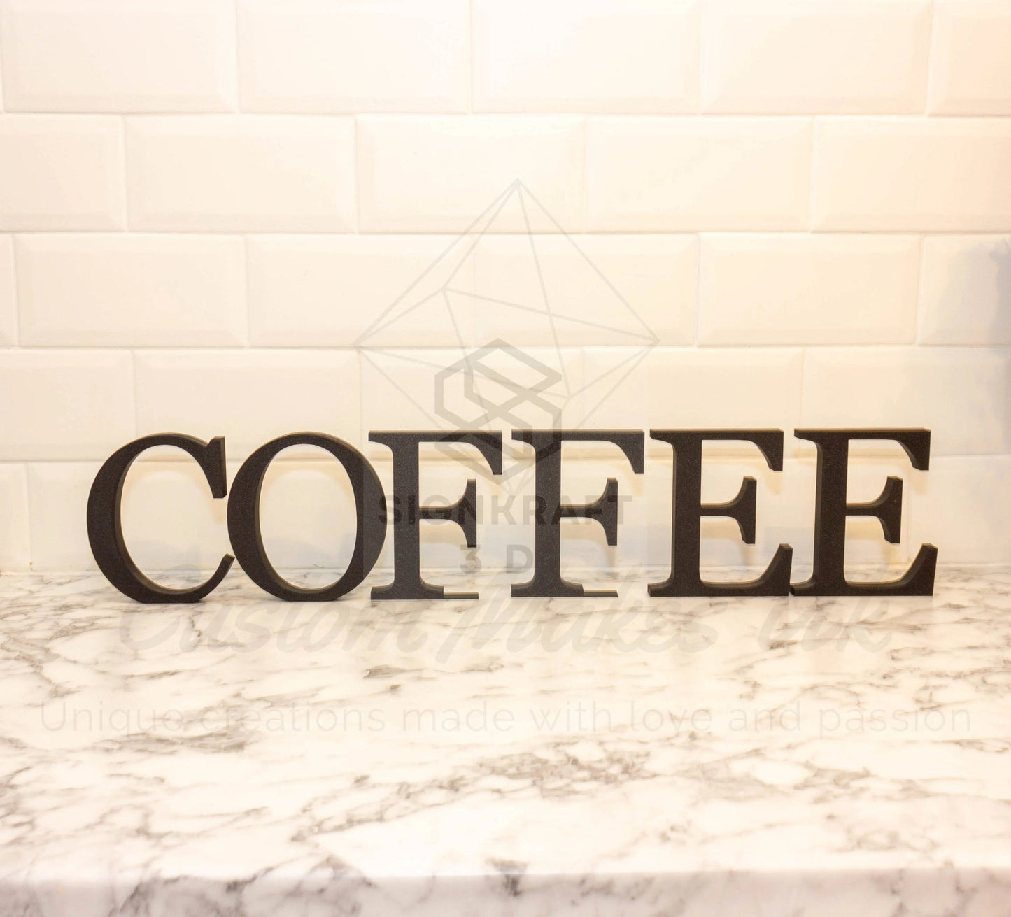 Chic Decorative Coffee Letters: Black, White, Metallic, Pastel & Glitter Coffee Decor - SignKraft3D