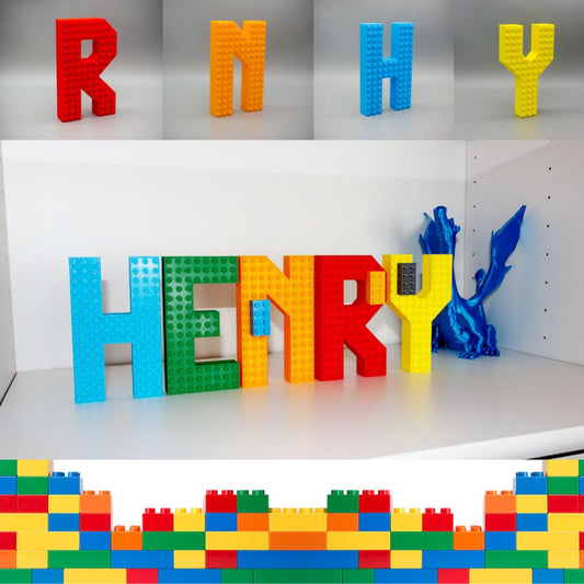 Custom Bricks Compatible Letters & Numbers: Custom Names in Various Colors - SignKraft3D