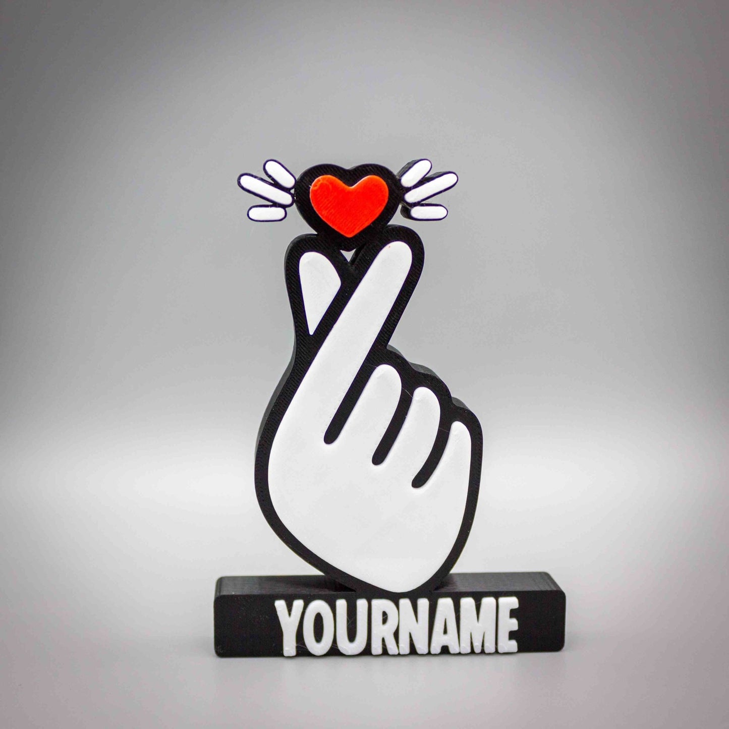 Custom Korean Love Hand Sign, KPOP Art Deco - SignKraft3D