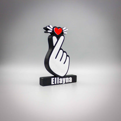 Custom Korean Love Hand Sign, KPOP Art Deco - SignKraft3D