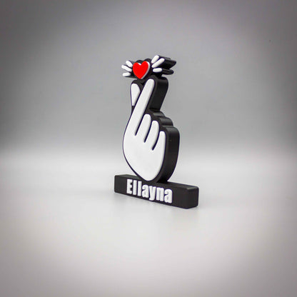 Custom Korean Love Hand Sign, KPOP Art Deco - SignKraft3D