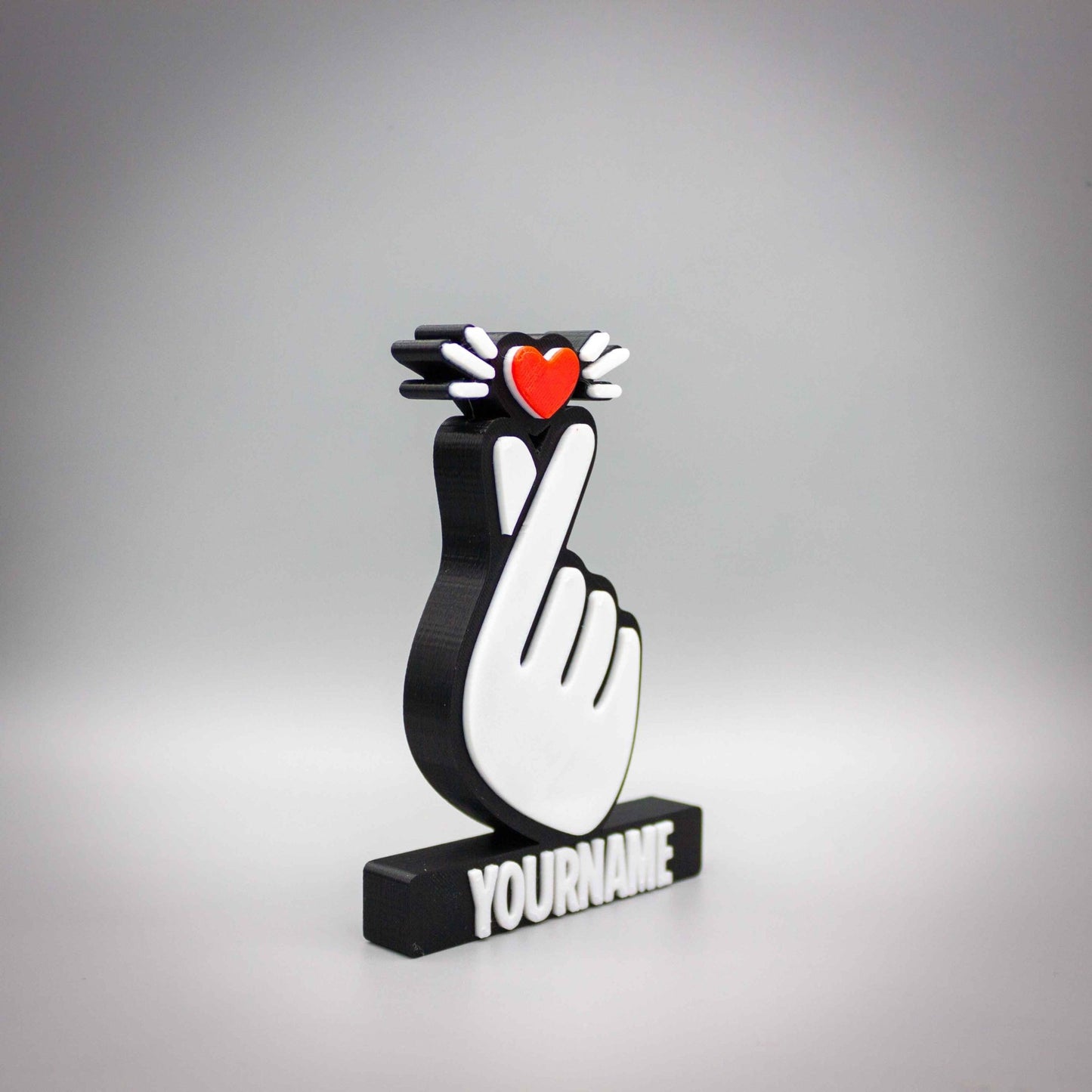 Custom Korean Love Hand Sign, KPOP Art Deco - SignKraft3D