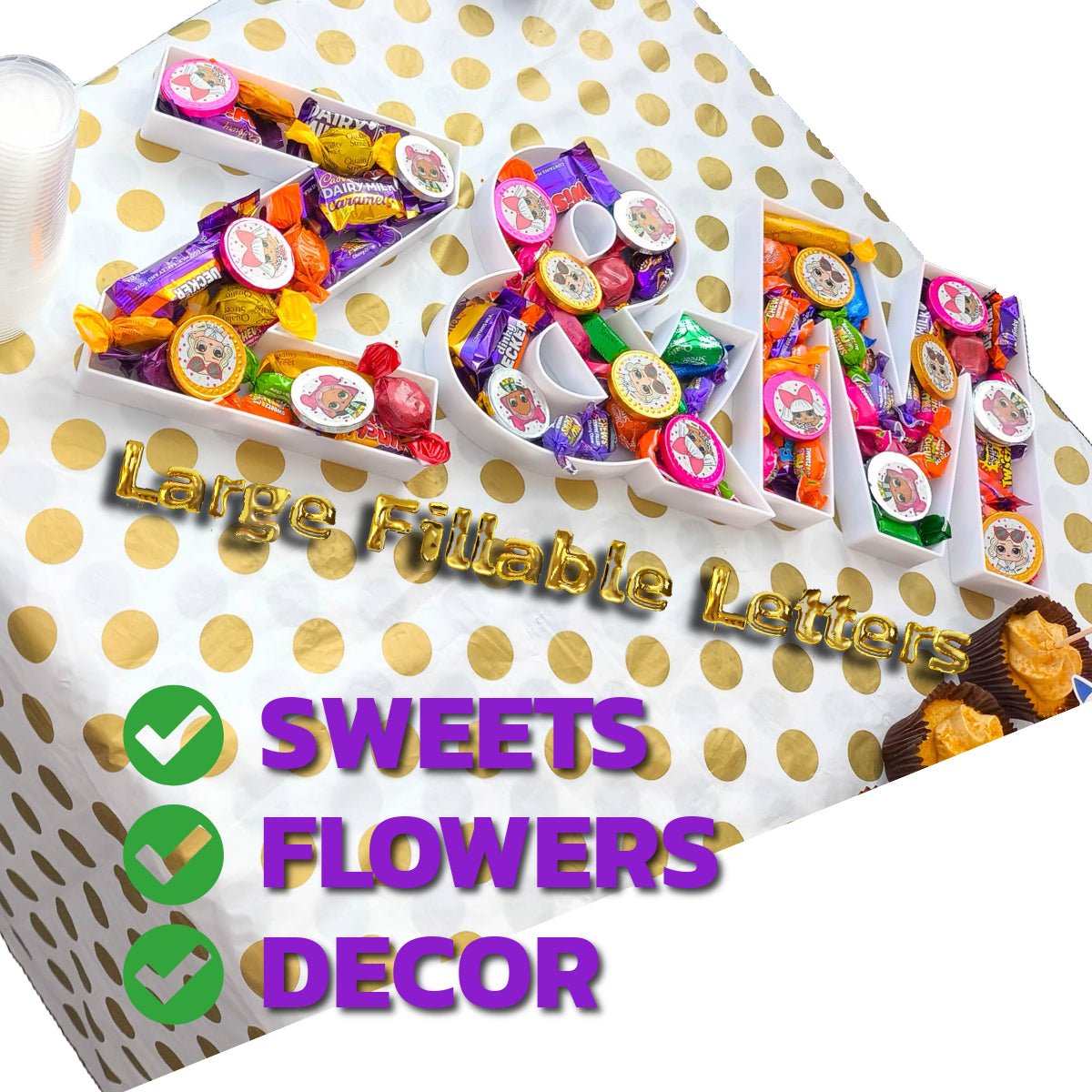 Custom Large Fillable Letters, Fillable Numbers,Empty Letters,Birthday,Anniversary,Mothers Day,Fathers Day,Wedding, Any Colour - SignKraft3D