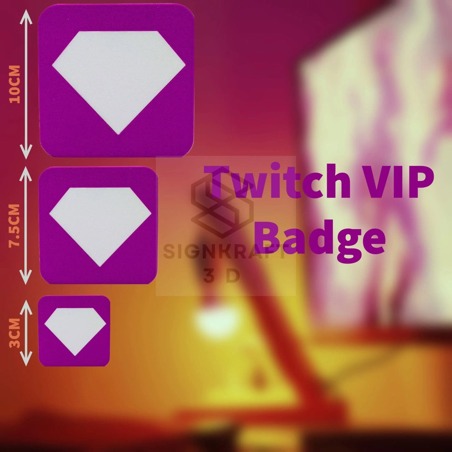 Custom Twitch Badge Trophy, Mod, Partner, VIP, Prime, Gamer Room Decor - SignKraft3D