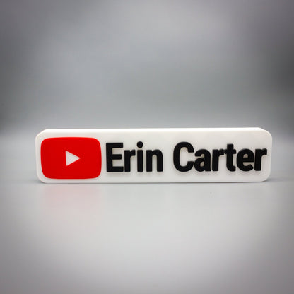 Custom YouTube Inspired Nameplate, Personalised Desk Plate, VLogger Name Sign - SignKraft3D