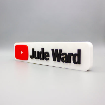 Custom YouTube Inspired Nameplate, Personalised Desk Plate, VLogger Name Sign - SignKraft3D