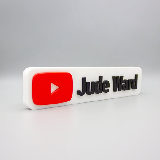 Custom YouTube Inspired Nameplate, Personalised Desk Plate, VLogger Name Sign - SignKraft3D