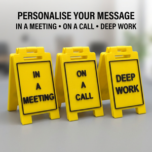 Personalised In A Meeting desk sign with custom message options