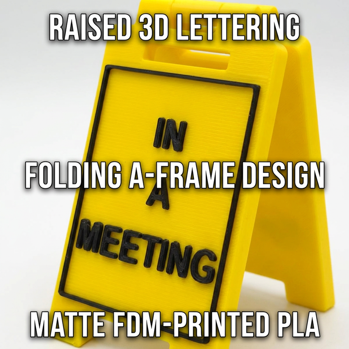 Features of the In A Meeting personalised mini floor sign