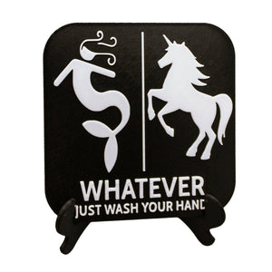Funny Mermaid And Unicorn Gender Neutral Restroom Door Sign, Bathroom Decor for Nautical, Mermaid, Unicorn, Wall Decor - SignKraft3D