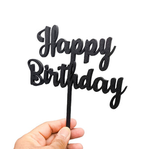 Happy Birthday Cake Topper, Party Theme, Custom Birthday Decoration, Black, Pink, Gold, Silver, Copper - SignKraft3D