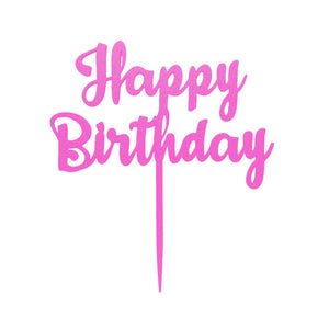 Happy Birthday Cake Topper, Party Theme, Custom Birthday Decoration, Black, Pink, Gold, Silver, Copper - SignKraft3D
