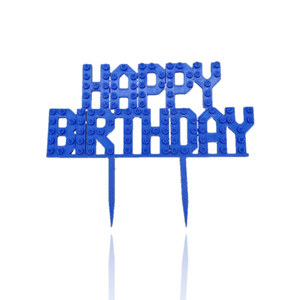 LEGO® Compatible Happy Birthday Cake Topper – Brick Party Decoration, 7 Colours