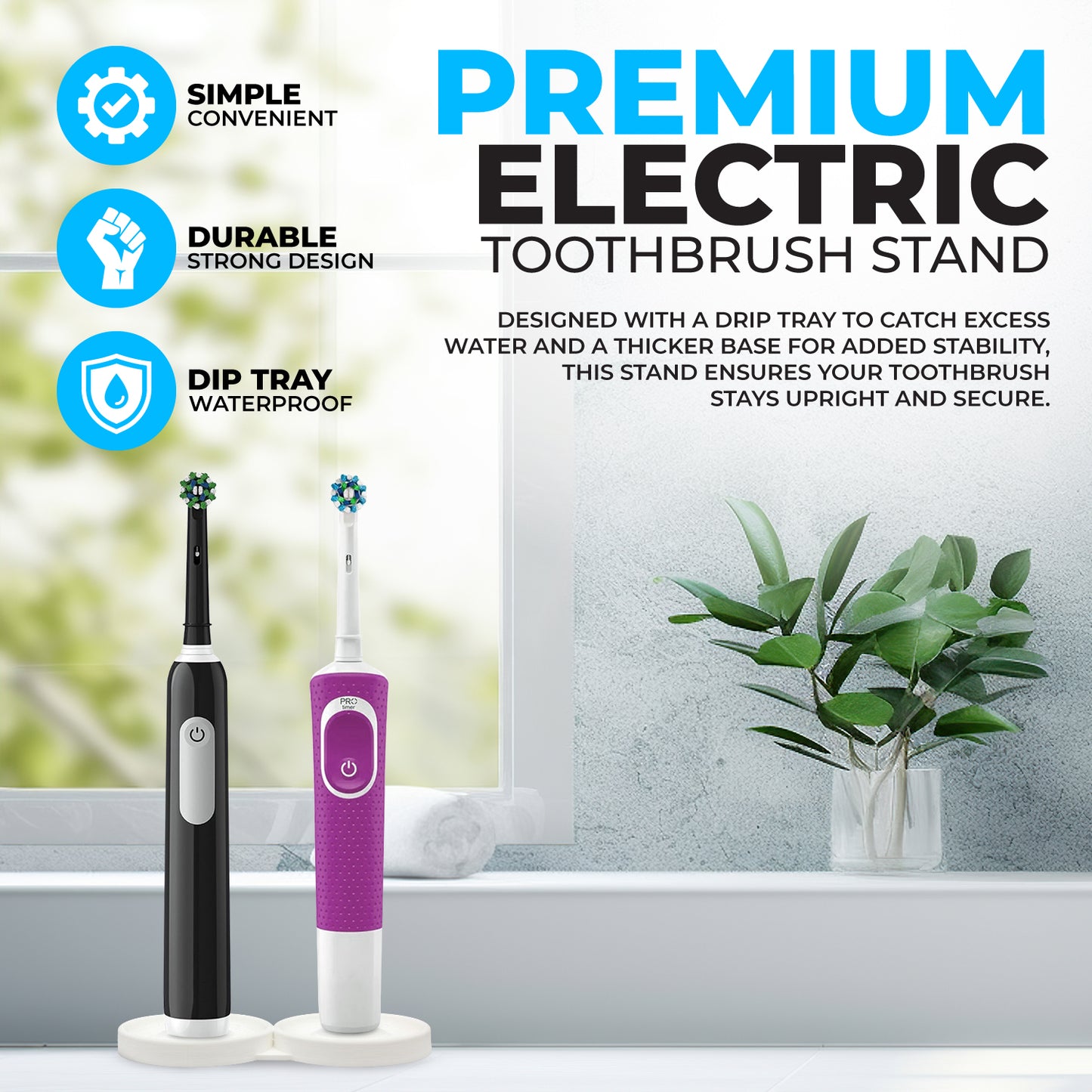 Oral-B Electric Toothbrush Stand: Sleek Organizer with Drip Tray & Stable Base