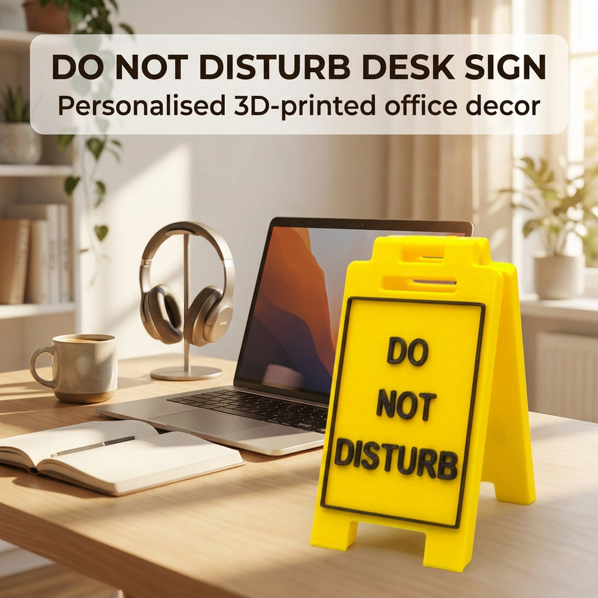 Do Not Disturb mini floor sign displayed in a home office