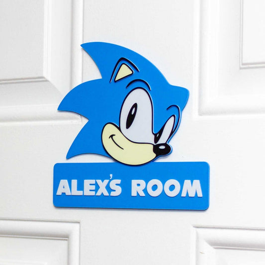 Personalised Blue Hedgehog Door Hanger - SignKraft3D