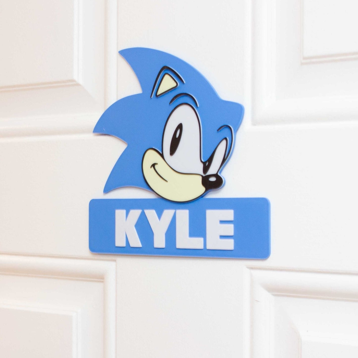 Personalised Blue Hedgehog Door Hanger - SignKraft3D