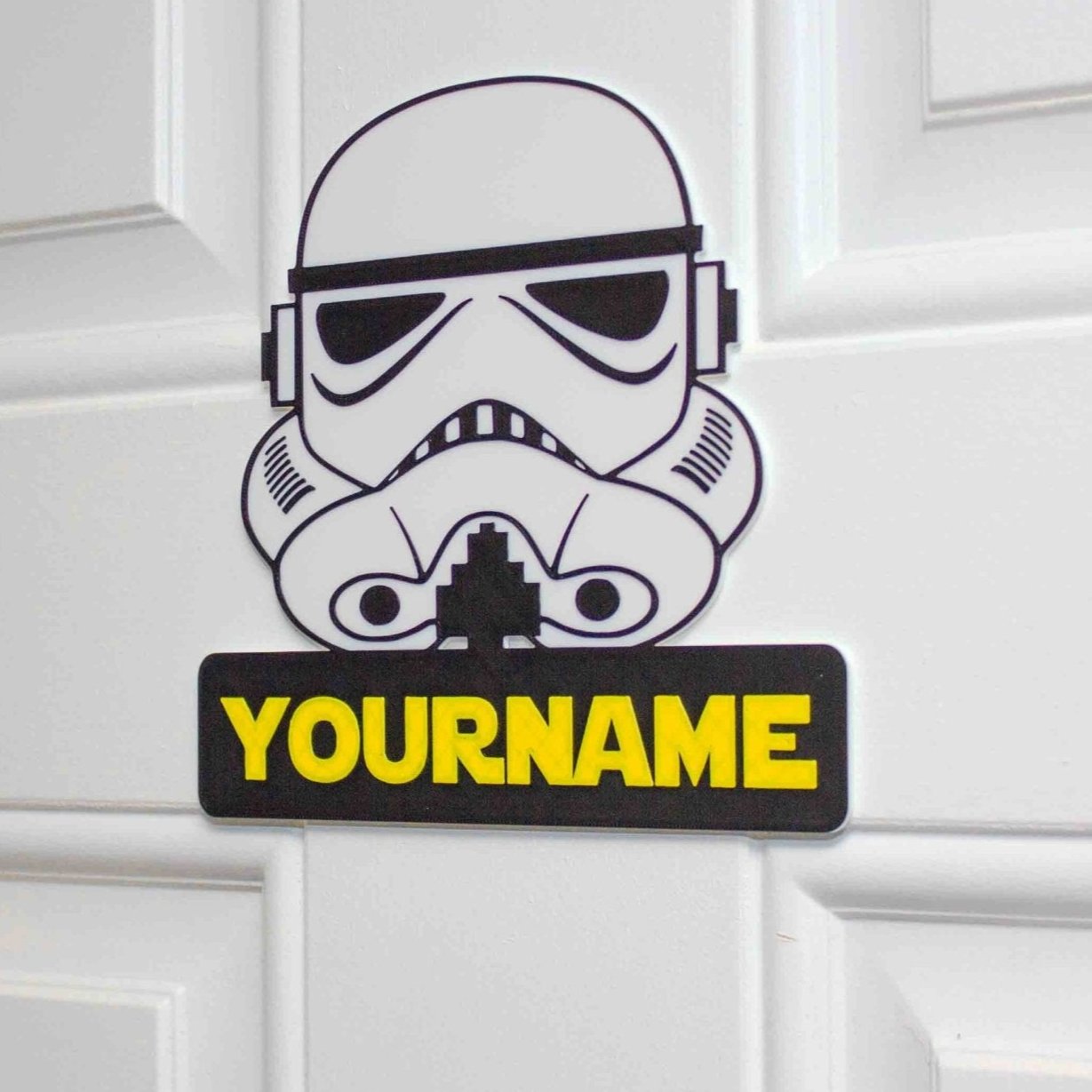 Personalised White Space Trooper Themed Door Hanger Sign - SignKraft3D