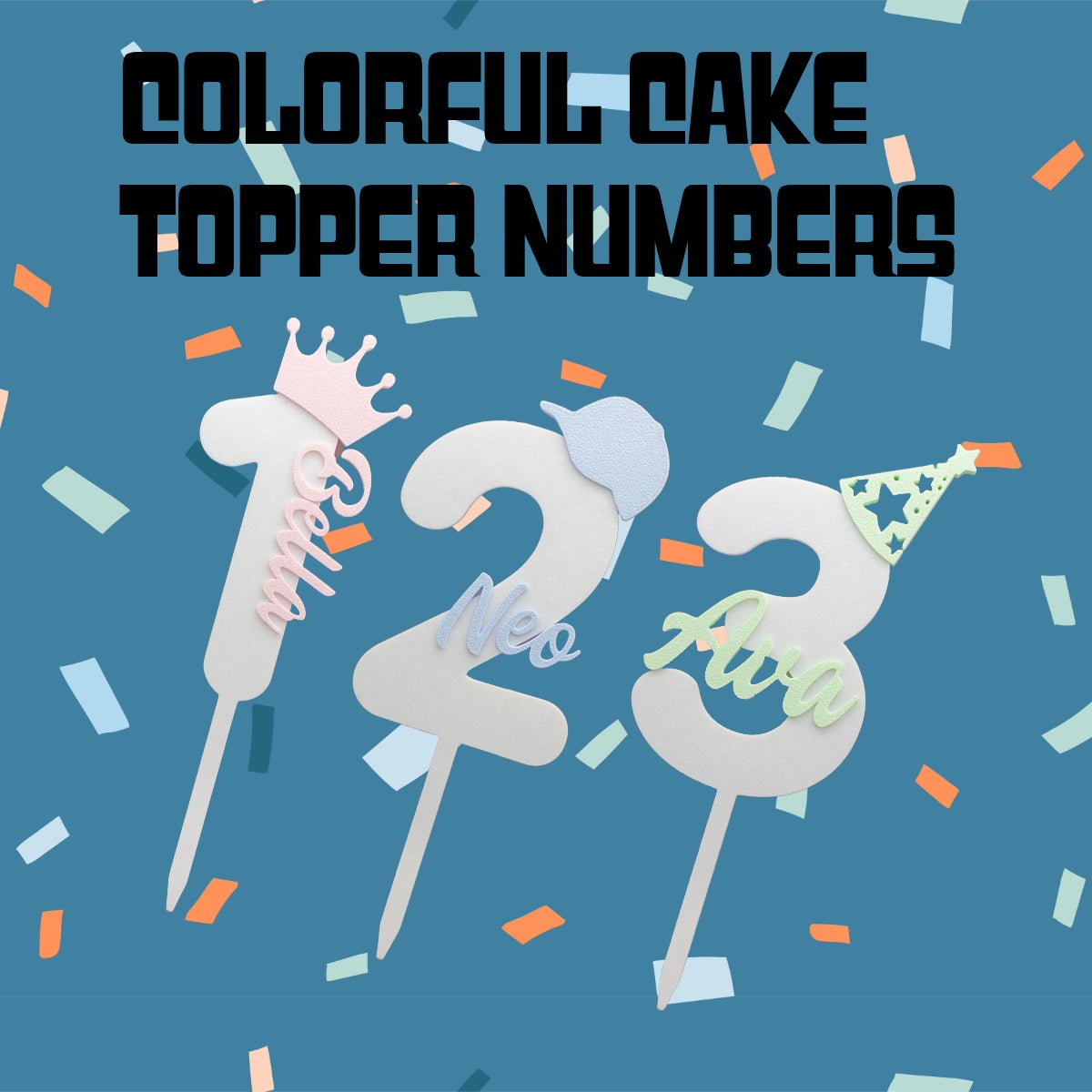 Personalized Cake Topper Numbers with Name & Fun Icon – Pastel Party Theme | Custom Birthday Decoration - SignKraft3D