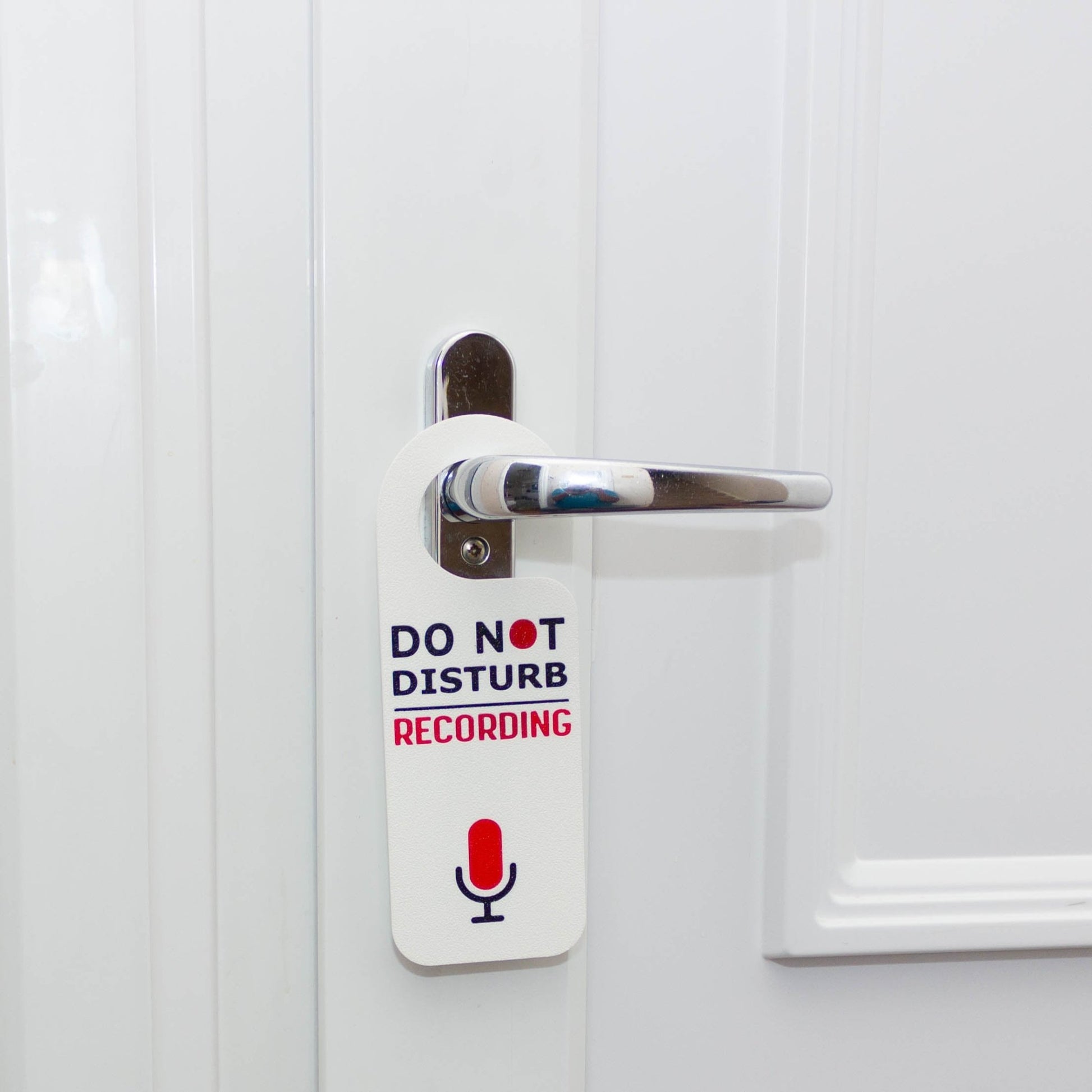 Recording Door Hanger: Do Not Disturb Sign for Home Office & Studio (Black/White) - SignKraft3D