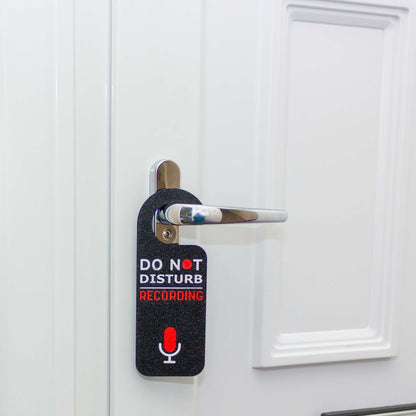 Recording Door Hanger: Do Not Disturb Sign for Home Office & Studio (Black/White) - SignKraft3D