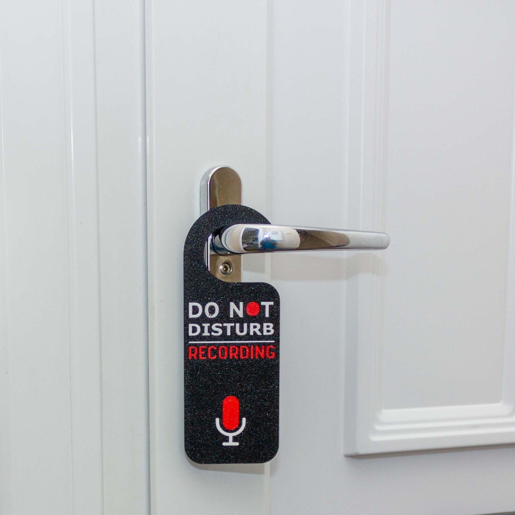 Recording Door Hanger: Do Not Disturb Sign for Home Office & Studio (Black/White) - SignKraft3D