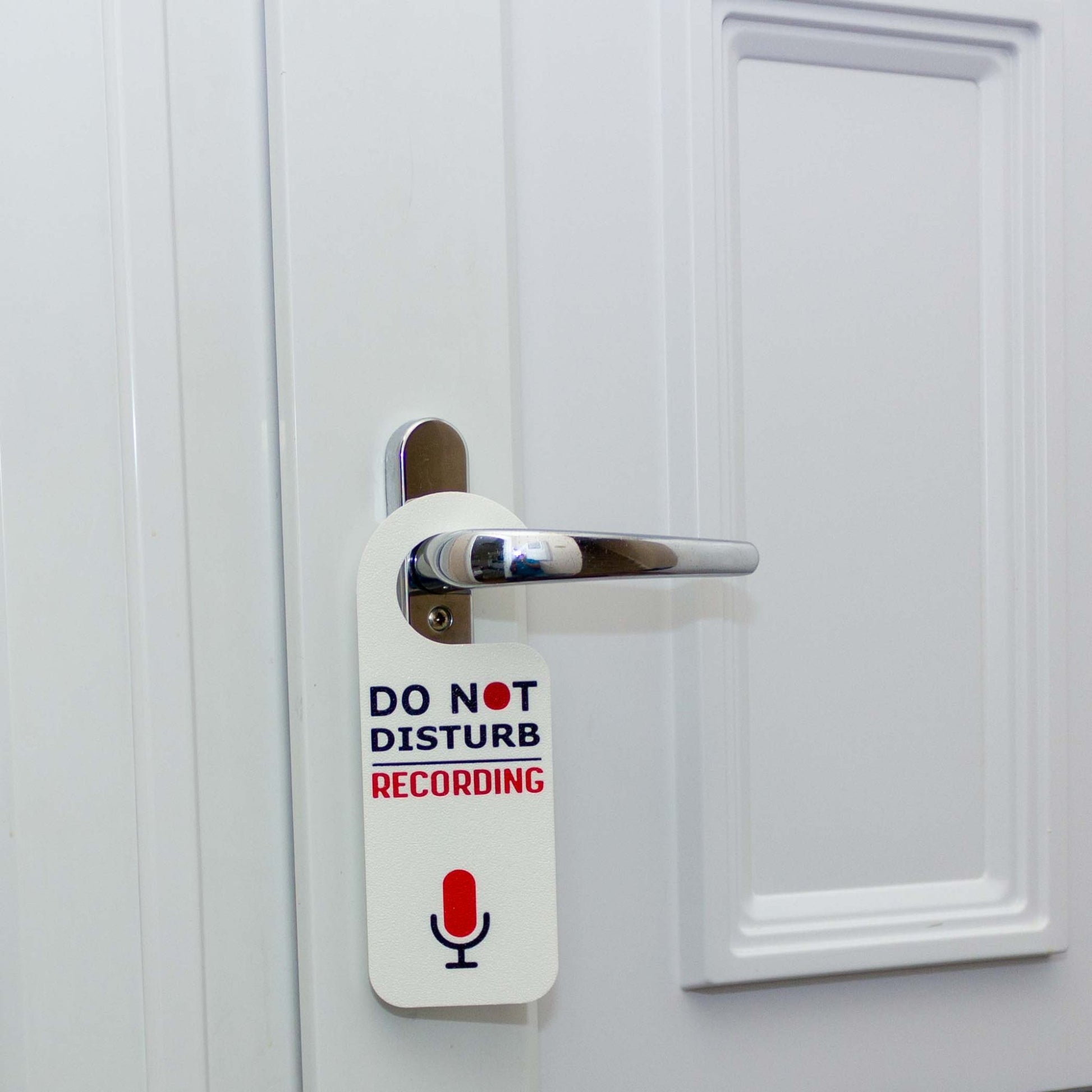 Recording Door Hanger: Do Not Disturb Sign for Home Office & Studio (Black/White) - SignKraft3D