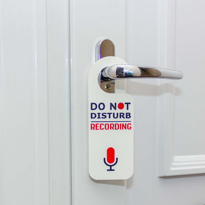 Recording Door Hanger: Do Not Disturb Sign for Home Office & Studio (Black/White) - SignKraft3D