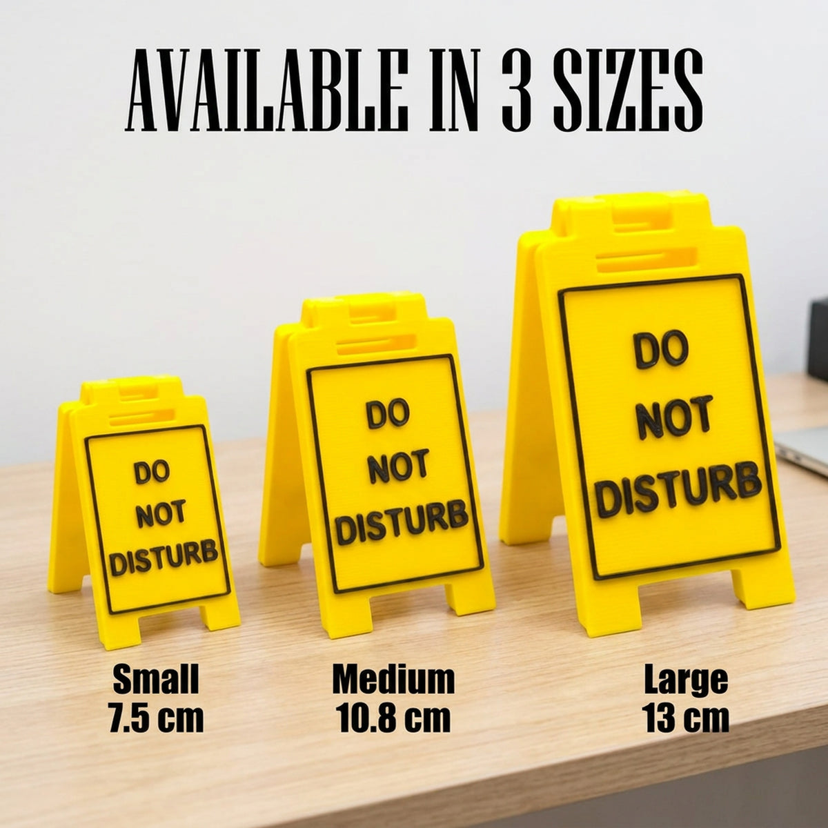 Do Not Disturb mini floor sign size comparison with small medium and large options