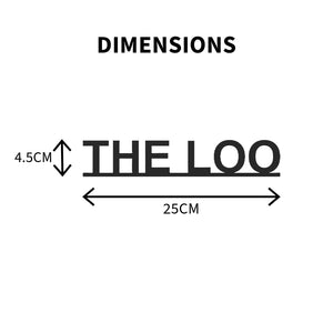 The LOO Sign, Modern Black Nordic Bathroom Wall Art, Toilet Décor, Free - Standing or Adhesive Door Topper - SignKraft3D