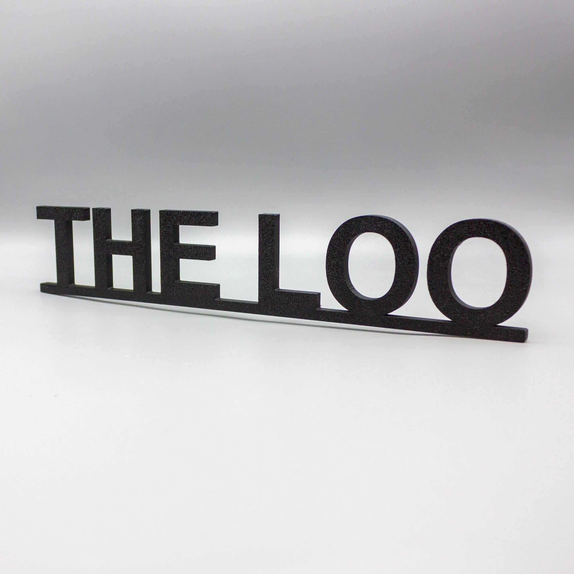 The LOO Sign, Modern Black Nordic Bathroom Wall Art, Toilet Décor, Free - Standing or Adhesive Door Topper - SignKraft3D