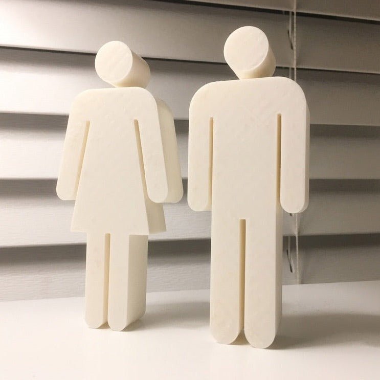 Toilet or Bathroom Man and Woman Sign, Stylish Restroom Figurines, Freestanding Mens or Ladies Lavatory, Pooping with Pride - SignKraft3D